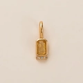 Close-up of golden pendant with rectangular yellow gem and three small clear diamonds - Pendant Only / November (Topaz Color)