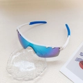 Kids sports sunglasses with white frame and blue-purple gradient lenses for outdoor cycling - White Frame Blue Purple Gradient Lens / White