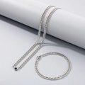 Ensemble collier et bracelet gourmette en acier inoxydable argenté poli classique - Bracelet 20CM / 4.5mm / Acier