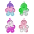 Set of four colorful gingerbread man pop it fidget toys with marble patterns and keychains - Snowman Pop