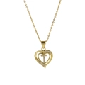18k gold plated heart necklace featuring crystal paved letter T pendant for women - Necklace T