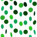 Glittery green paper circle garlands for birthday party decoration and event backdrop - 4 Meters / Glitter Dark Light Green Circles