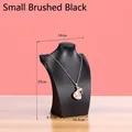 Small black brushed jewelry bust mannequin displaying a rose gold necklace on wood - Black Brushed [Small 25cm]