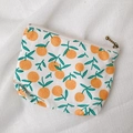 Mini canvas zipper coin purse with refreshing orange and green leaf patterns - Small Mandarin