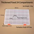 Transparent 24-compartment PP plastic storage box with secure orange latch and fixed dividers - Thickened Large Fixed 24 Compartments/28.3x19.2x2.2cm