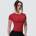 Slim fit bright red yoga t-shirt for women, breathable moisture-wicking athletic top - S / Top (7131 Short Sleeve) / Carmine