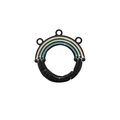 Black round rainbow spring ring buckle with three attachment holes for DIY keychains - Black