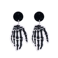 Halloween skeletal hand earrings in black and translucent acrylic with glitter studs - Skeleton Hand