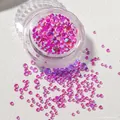 Detailed view of iridescent mermaid glass beads in mixed sizes for nail art decoration - Mocha Purple