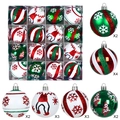 Set di 16 palline di Natale rosse e verdi con glitter e motivi a fiocco di neve - Rosso Verde e Bianco