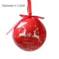 Red 7.2cm Christmas foam ball ornament with white elk patterns and silk ribbon bow - Red Base Double Deer Ball
