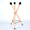 Stable wooden tripod stand with rubber caps and secure black rope for steel tongue drum - Beechwood Drum Stand