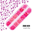 Flatback resin nail art rhinestones in pink AB colors with 12-grid storage box - Rose Red Nude AB (ZSHZ-839)