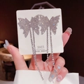 Elegant silver butterfly tassel earrings with S925 needles and white zircon micro-inlay - Butterfly Tassel (E0273)