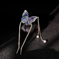 Épingle à cheveux papillon argentée avec nacre colorée et glands de perles - Gland de Papillon Dégradé à l'Huile (32)