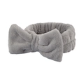 Gray plush spa headband with large bowknot decoration for face washing and makeup - Grey-Single Headband