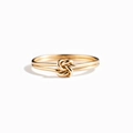 Minimalist S925 sterling silver double layer knot ring in a polished gold finish - US Size 6 / Gold