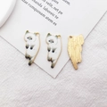 Cat shaped alloy charms in black and white enamel finish for DIY jewelry accessories - White Cat