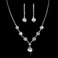Set gioielli da sposa argento con collana di cristalli floreali e orecchini pendenti - Stile Clip per Orecchio 705