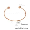 Elegant rose gold stainless steel open bangle featuring a round imitation pearl charm - Artificial Pearl Decoration (Z040) / Rose Gold