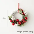 Ghirlanda natalizia in vimini bianco con palline rosse, pigne e cavallo in legno, 25cm - Stile Cavallo Rosso / 25cm