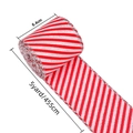 Red and white striped Christmas ribbon with silver glitter edges, 6.4cm wide 5 yards long - Red White Diagonal Stripe Ribbon (With Silver Glitter)