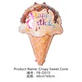 Ice cream cone birthday foil balloon with Happy Birthday print and 48x69cm dimensions - Crispy Cone Balloon