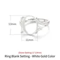 S925 sterling silver ring setting in white gold with 11x13mm oval stone mount - Platinum Plated (11*13mm)