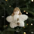 Colgante de muñeca de Navidad de felpa blanca estrella con purpurina y campanas de bronce - Felpa Blanca Estilo D (Niña Estrella)