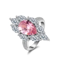 Luxurious S925 sterling silver ring with a pink pear-cut zircon and marquise accents - Lzr31-p-6 For Sale