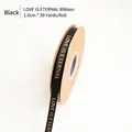 1.0cm black grosgrain ribbon with gold Love Is Eternal lettering for gift wrapping - 1.0cm Wide x 30 Yards Long / Black