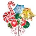 Christmas balloon set with aluminum foil candy canes, snowflakes and bells - Christmas Double Bells