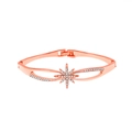 Elegante bracciale rigido stella polare in oro rosa con zirconi e design geometrico aperto - Stile Stella (0334)