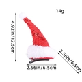 Red sequin Christmas hat hair clip with white plush trim and size measurements - T1-9 Folding Hat Hair Clip