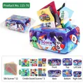 Space exploring plush tissue box toy for infants with colorful scarves and crinkle paper - Space Exploring (12 Scarves + 3 Crinkle Papers)