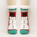 Chaussettes de Noël bonhomme de neige avec bordure en fausse fourrure rouge et verte - Taille unique / Grand Bonhomme de Neige Chapeau Noir