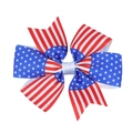 Detail of American flag pattern grosgrain ribbon hair bow with red white and blue stars - 6# (USA Flag Stars and Stripes)