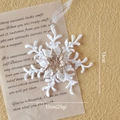 White acrylic snowflake ornament with gold glitter and silk ribbon for Christmas tree - White Snowflake