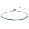 Sparkling green zircon tennis bracelet in S925 sterling silver with adjustable slider clasp - Machine-made Tennis Chain 2mm Green Zirconium Electroplated White Gold Approx. 2.89g.