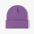 Classic purple knitted beanie hat with thick double-layer fabric for winter warmth - 4-Seam Purple
