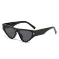 Gafas de sol ojo de gato negras de moda con montura geométrica vintage y tachuelas oro - Montura Negra Lentes Gris Negro