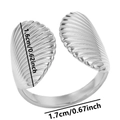 Silver wing design open ring with dimensions 1.6cm height and 1.7cm inner diameter - Open Ring / Steel Color - Scallop