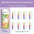Kids forest adventure watercolor painting book set with 12 pages and drawing brush - Forest Exploration (Includes 1 Brush)