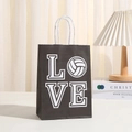 Black volleyball LOVE kraft paper gift bag with white twisted rope handles and sports theme - Black Volleyball LOVE Style