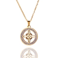 Collier nœud de sorcière doré avec pendentif rond en zircone et chaîne en O - Style 4 / Or