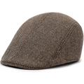 Detailed view of the brown herringbone wool texture on a classic winter flat cap - One Size 58cm / Coffee Twill