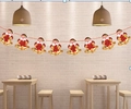 Christmas paper bunting featuring 8 Santa Claus figures with bells for festive decoration - 2.8m Merry Christmas