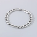 Bracciale da uomo a catena cubana minimalista in acciaio inossidabile argento con moschettone - Catena Figaro 7mm 3:1 / 20cm / Argento