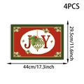 Set van 4 JOY kerst placemats van 44x29,5 cm met feestelijk hulstbladmotief ontwerp - 4 Stuks
