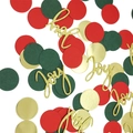 Christmas confetti set with red green circles and gold glitter joy lettering - Red Green Gold Dots + Gold Joy Confetti